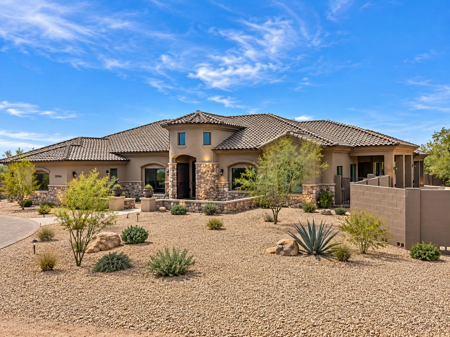 Custom desert home with tile roof