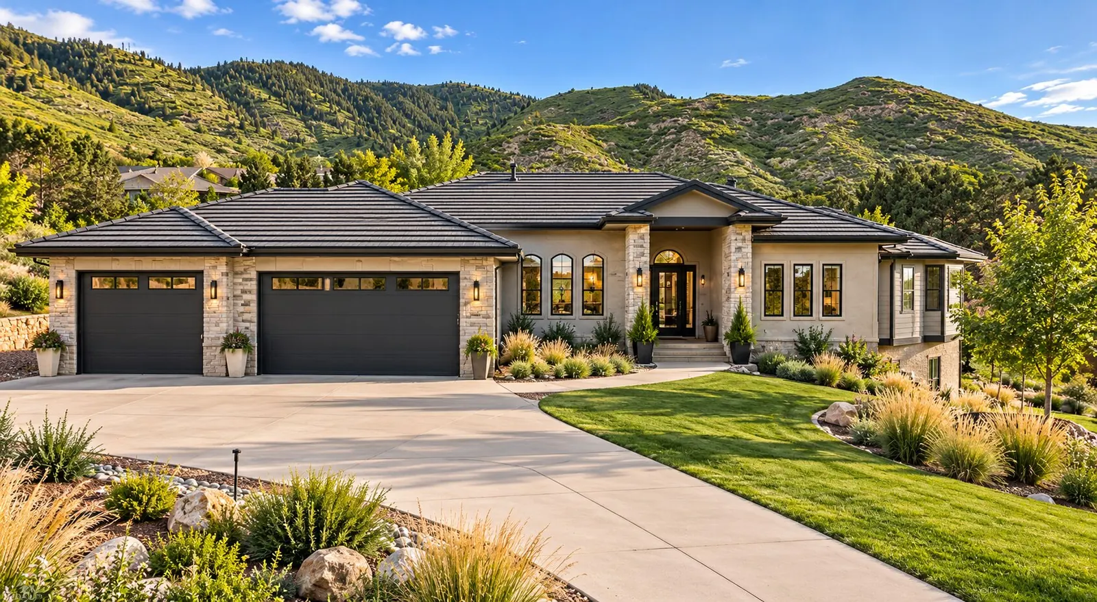 Single-story custom home below the foothills