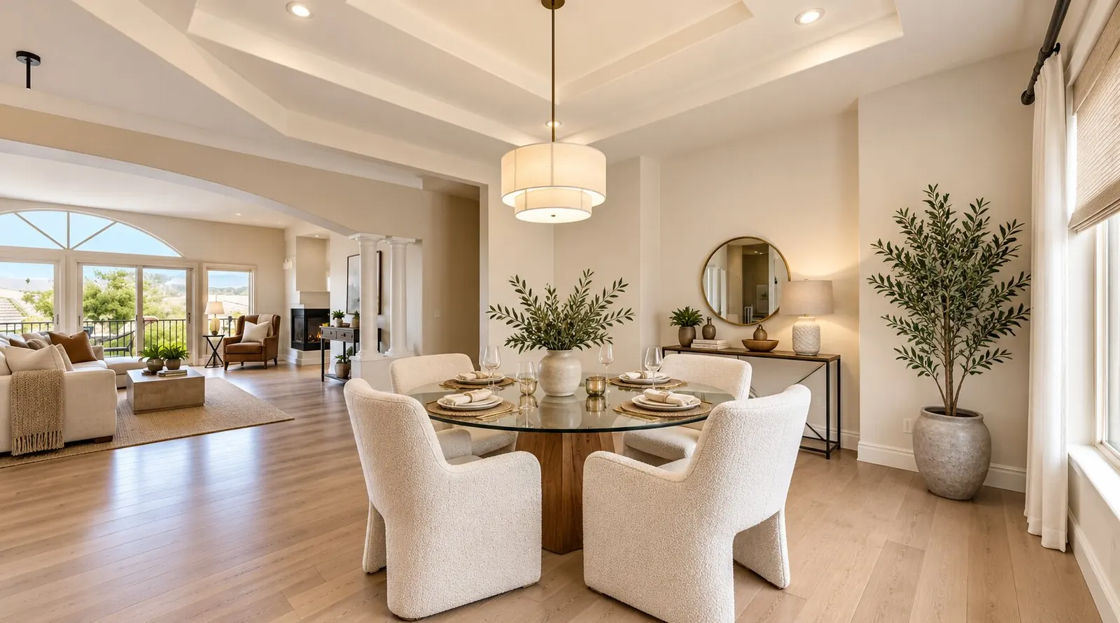 Dining room with tray ceiling
